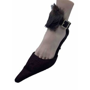 Wild Rose 10 Brown  Faux Fur/ Man Made Stiletto Pumps Heels Pointed Toe